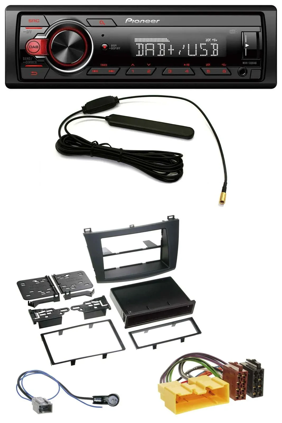 Автомагнитола для Mazda 3 (с 2009) Pioneer 1-DIN, DAB, USB, AUX, MP3