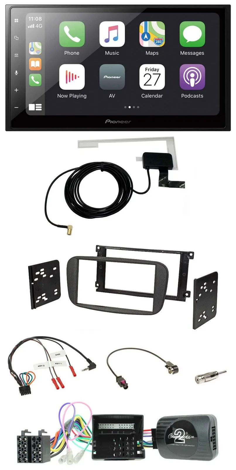 Автомагнитола Pioneer 2DIN Bluetooth DAB USB для Ford Focus, C-Max, Galaxy