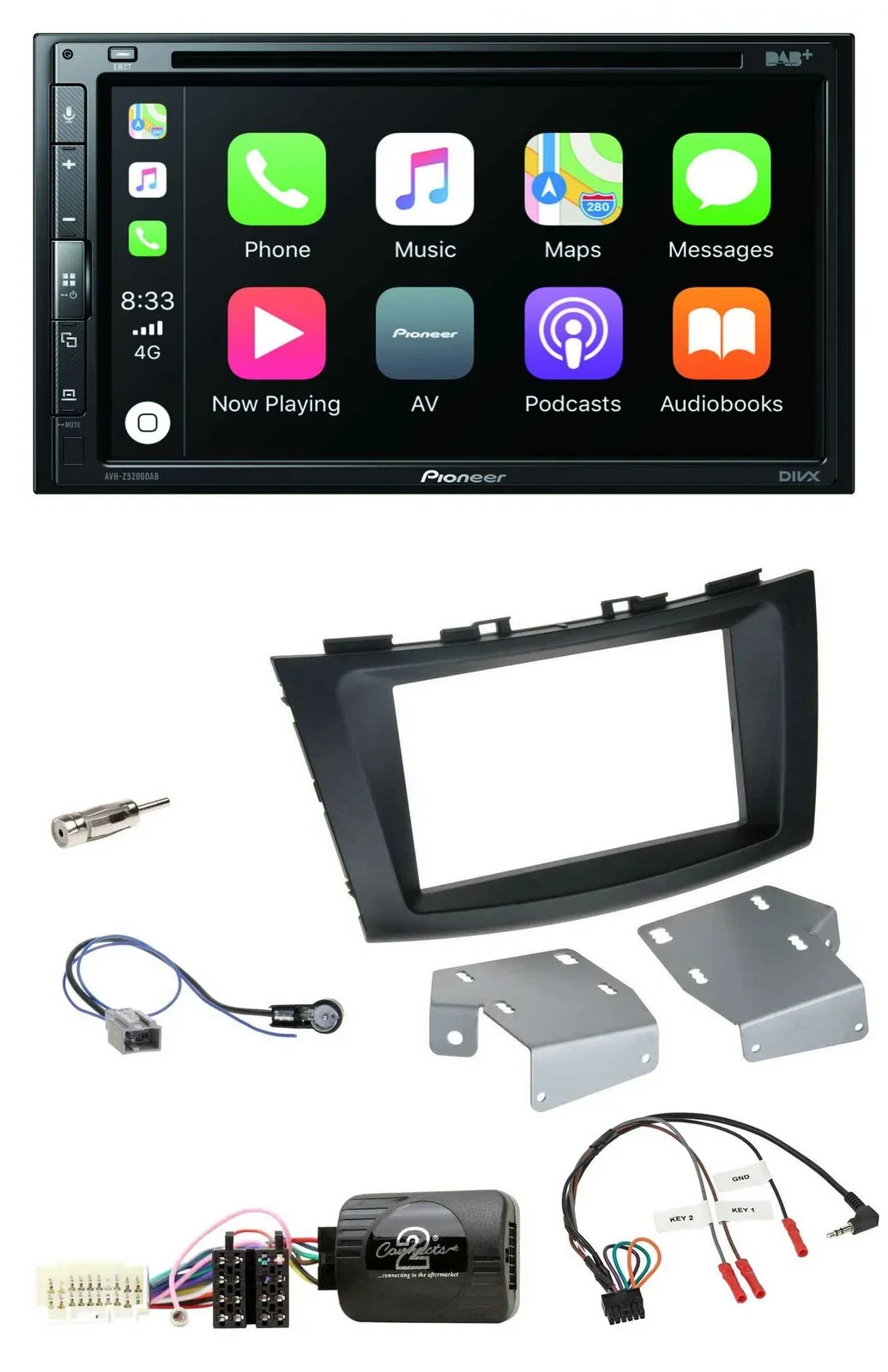 Автомагнитола Pioneer 2DIN, DVD, DAB, Bluetooth, USB, для Suzuki Swift (с 2011), поддержка управления на руле
