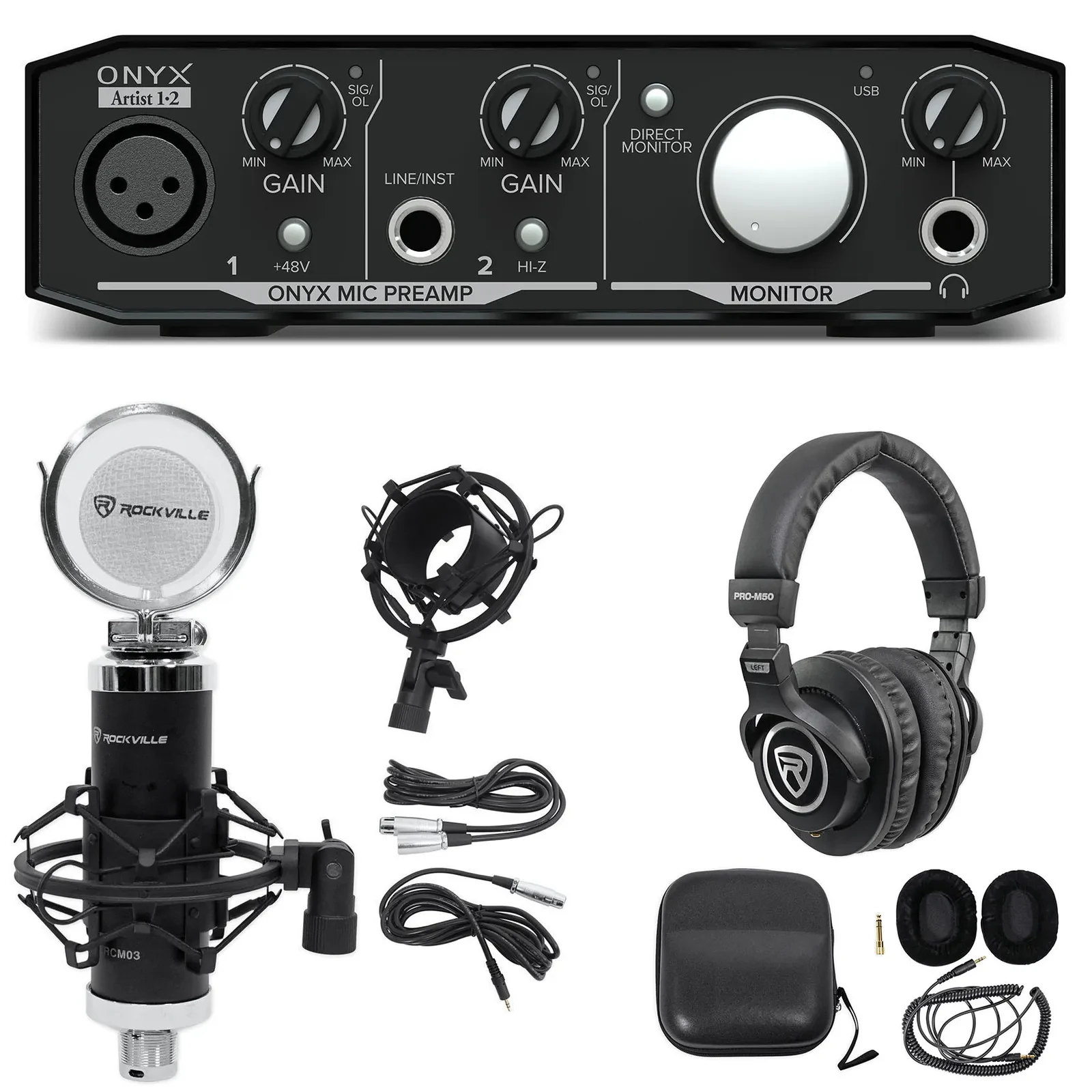 Комплект для подкастов Mackie Onyx Artist 1.2+RCM03+PRO-M50