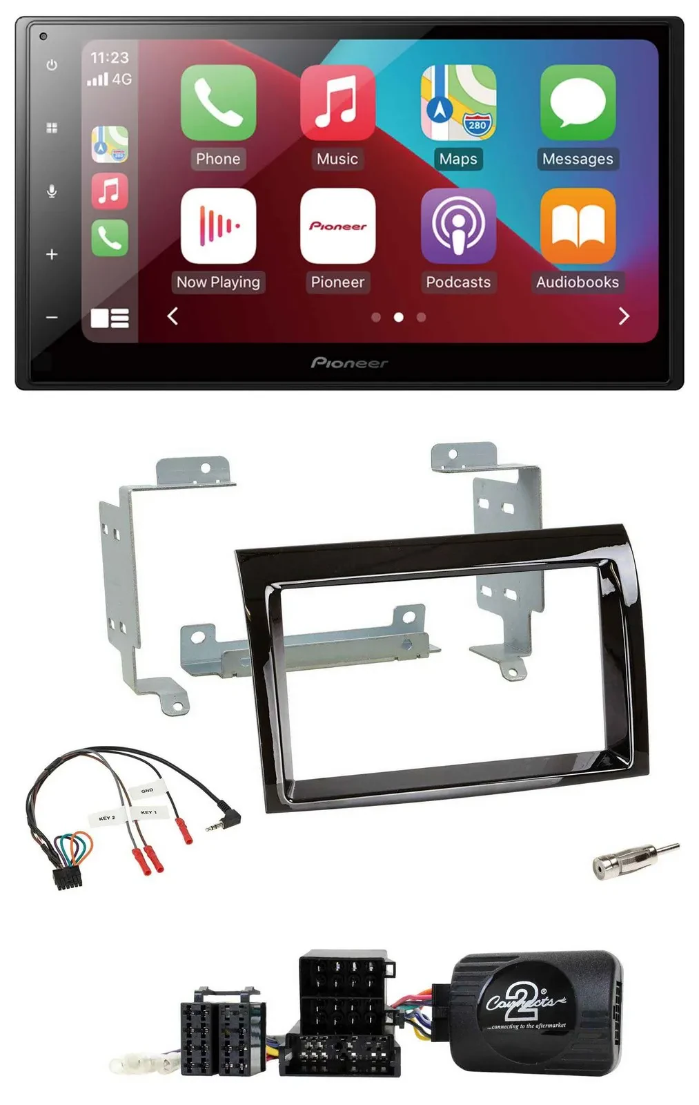 Pioneer USB Lenkrad DAB 2DIN Bluetooth Autoradio für Fiat Ducato 2006-2008 piano