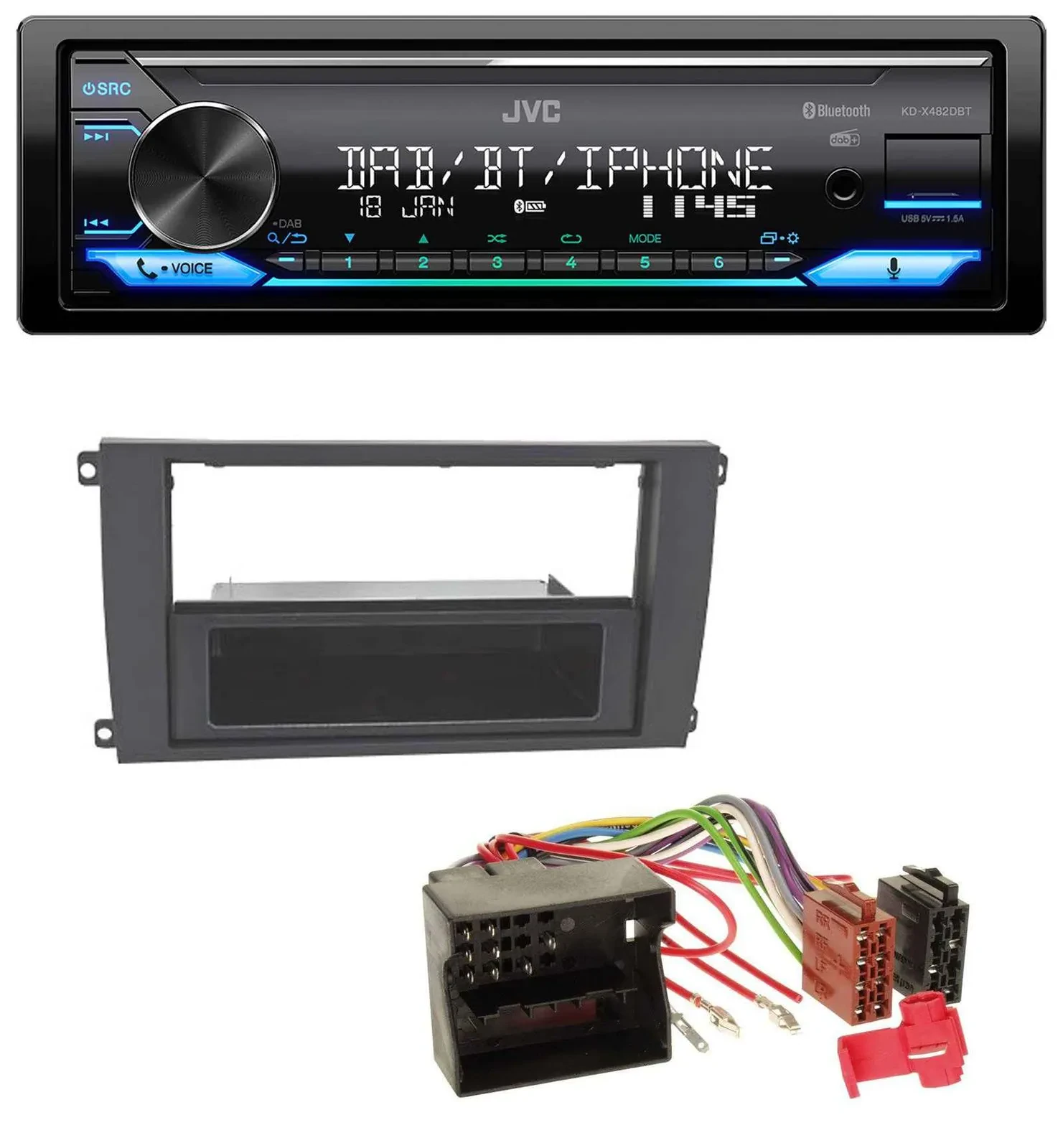 Автомагнитола для Porsche Cayenne (2007–2010) JVC Bluetooth, DAB, USB, MP3