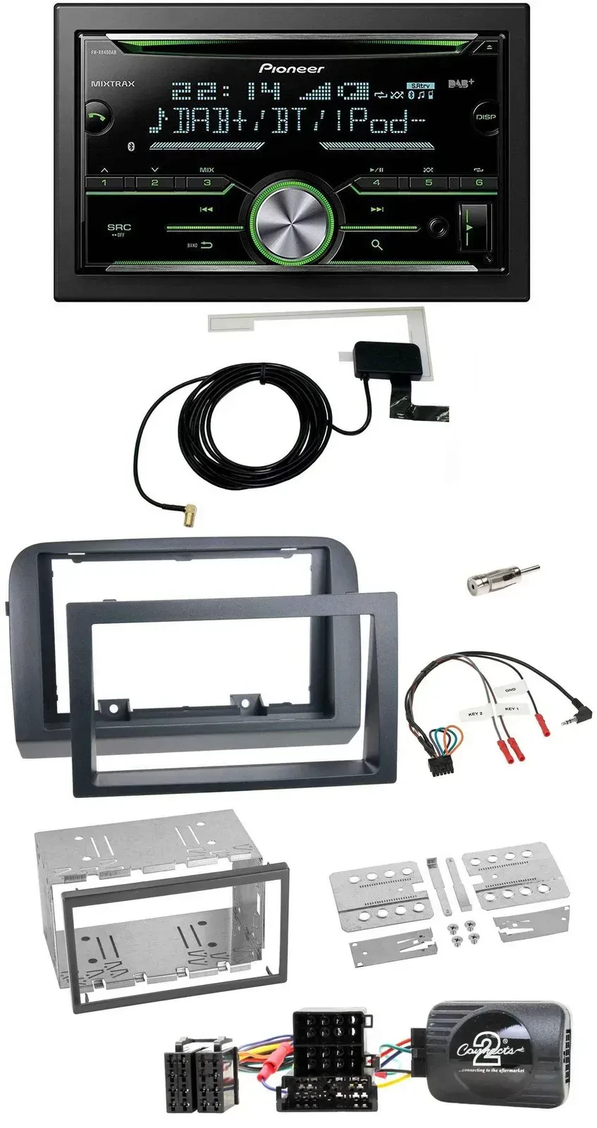 Автомагнитола для Fiat Croma (2005–2010) Pioneer 2-DIN, CD, USB, Bluetooth, DAB, поддержка кнопок на руле