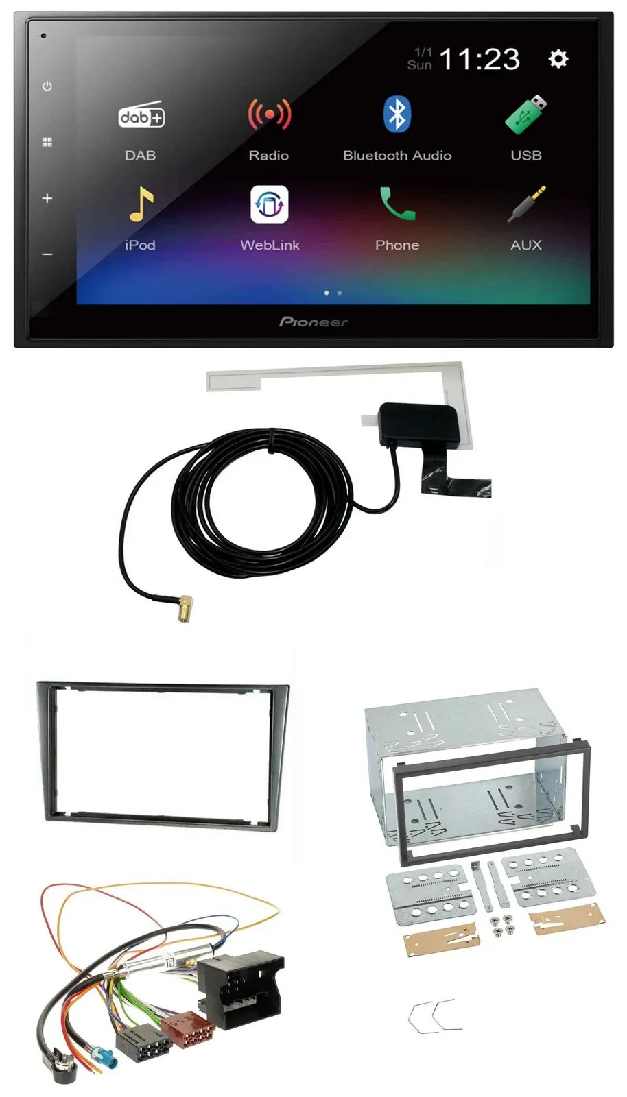 Pioneer DAB MP3 Bluetooth 2DIN USB Autoradio für Opel Corsa C Quadlock 2000-2006