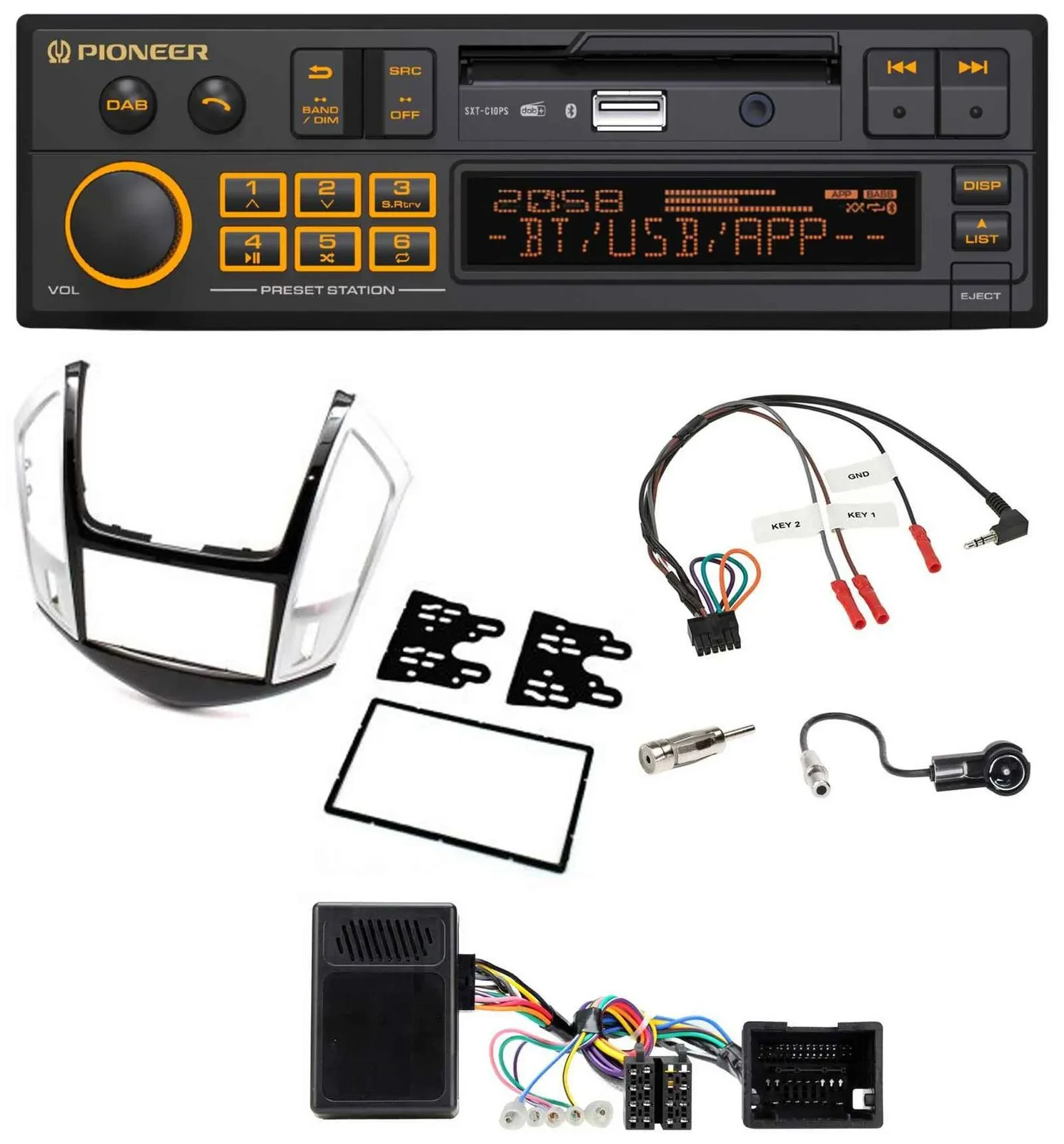 Автомагнитола Pioneer DAB USB Bluetooth для Chevrolet Cruze 2011–2016, серебристая