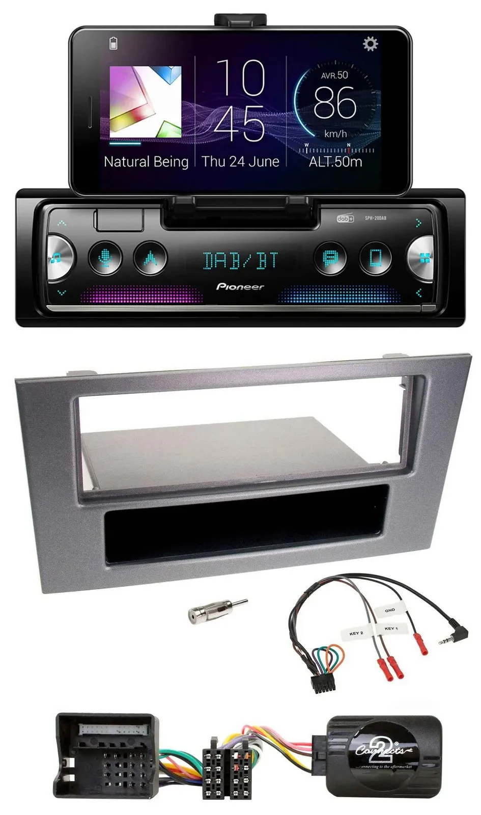 Pioneer USB Lenkrad Bluetooth DAB Autoradio für Ford Mondeo 2004-2007 anthrazit