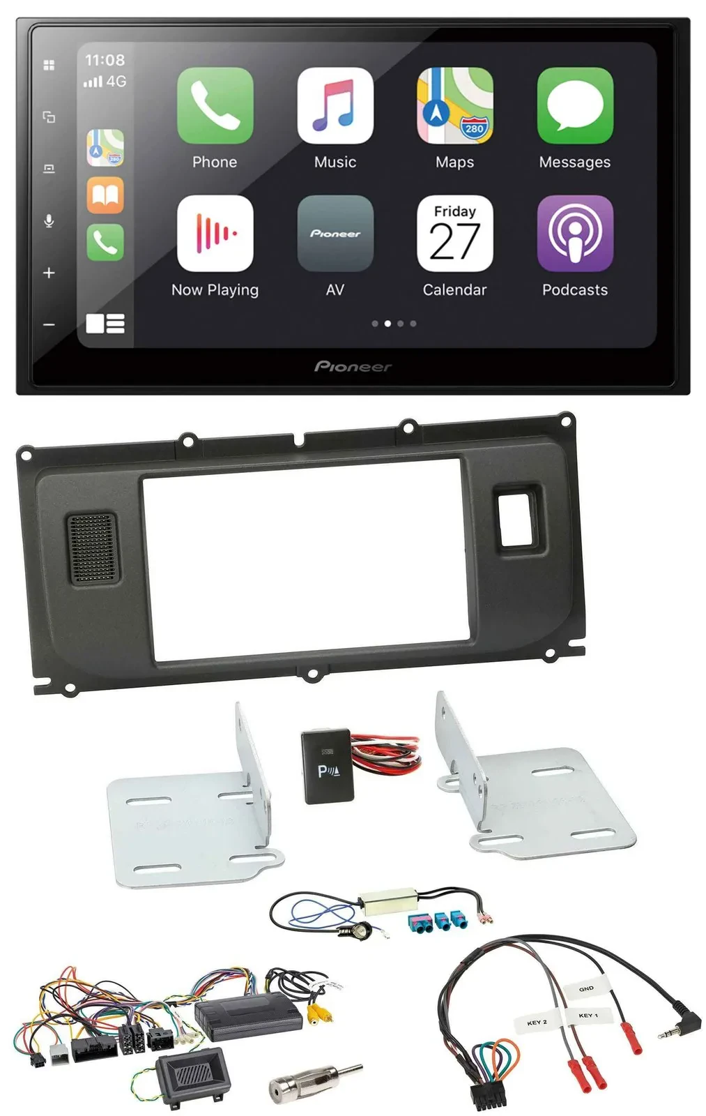 Автомагнитола для Land Rover Evoque 2011–2013 Pioneer 2-DIN, Bluetooth, DAB, USB, поддержка управления на руле