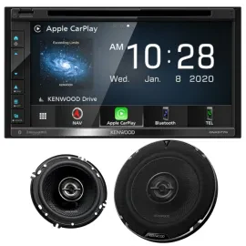 Kenwood DNX577S 6.8" Double-DIN Multimedia Receiver with 6.5" Coaxial Speakers