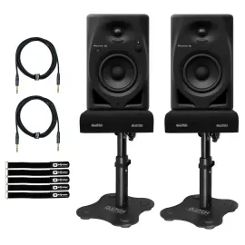 Pioneer DJ DM-40D 4" Black Studio Monitor Reference Speakers w Desk Stands