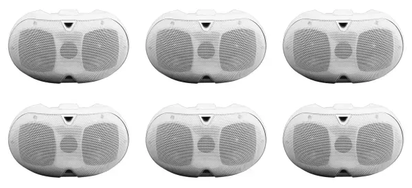 (6) Rockville D4-16 White Dual 4" 16-ohm Swivel Outdoor Home Patio Speakers