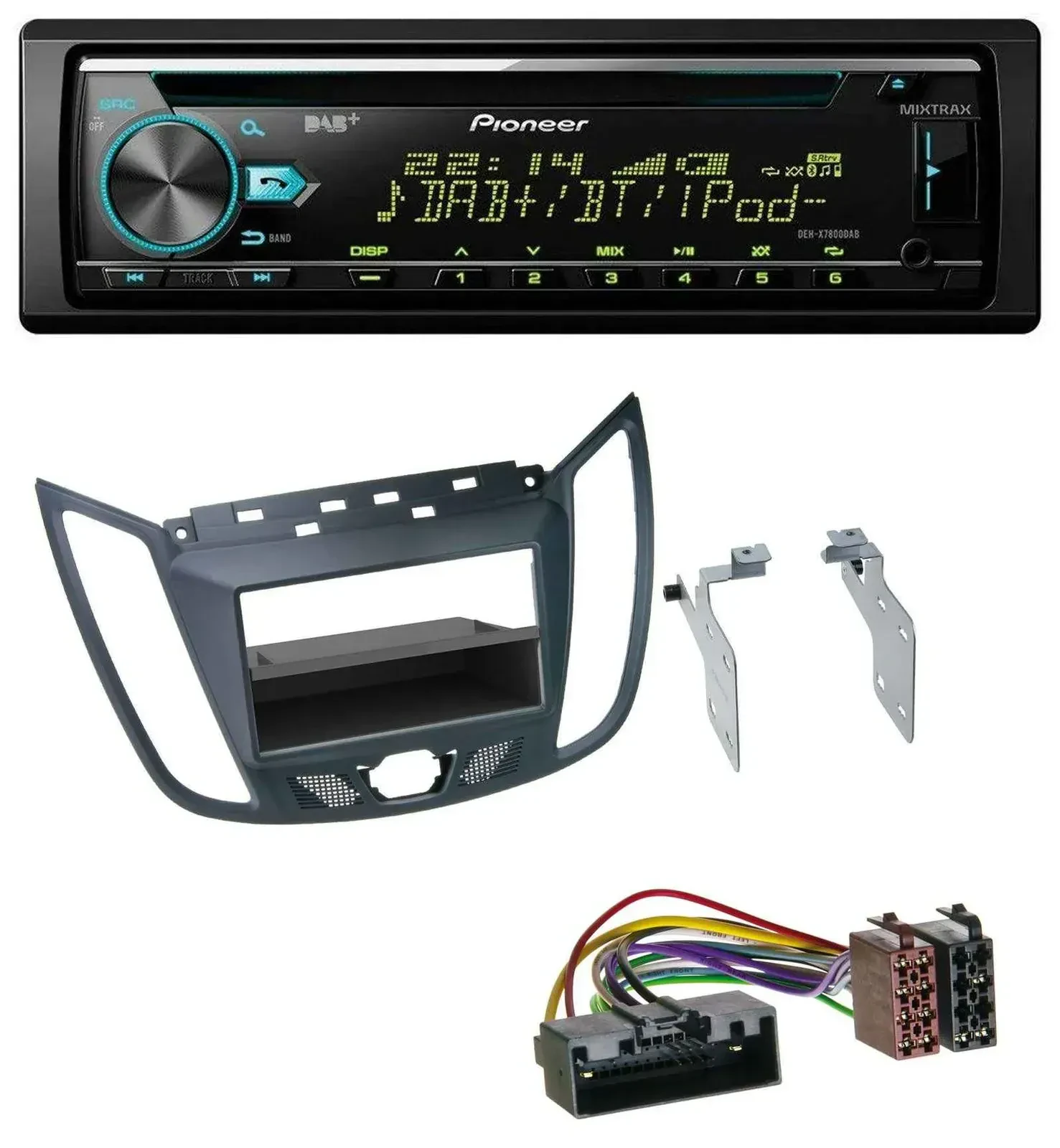Автомагнитола Pioneer DAB, MP3, CD, USB, Bluetooth для Ford C-Max/Kuga темно-серый