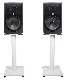 (2) JBL 308P MkII 8" Powered Studio Monitor Monitoring Speakers+White 21" Stands