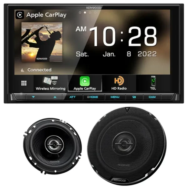Kenwood DMX9708S Digital Multimedia Receiver with 6.5" Coaxial Speakers
