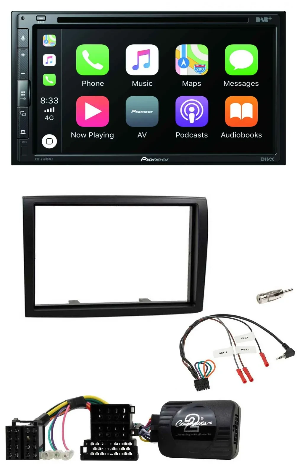 Pioneer DVD 2DIN Lenkrad DAB Bluetooth USB Autoradio für Citroen Jumper Peugeot