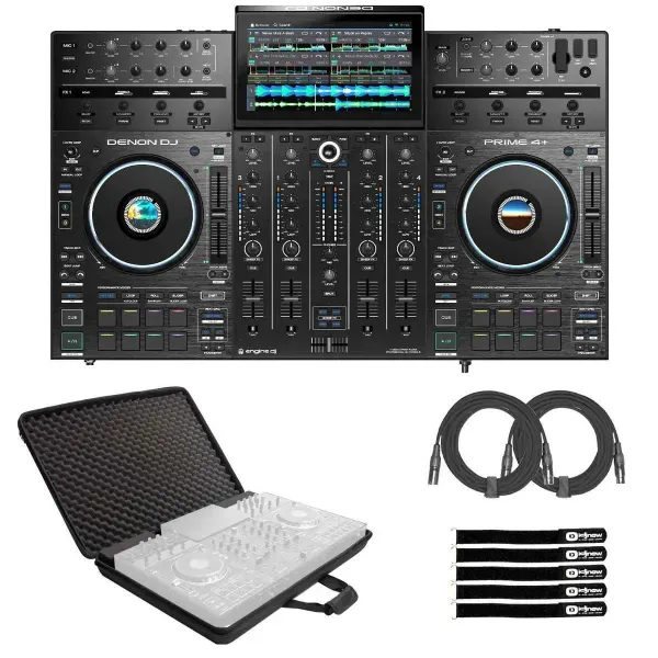 DJ-контроллер с джогом Denon DJ PRIME4+ Black с аксессуарами