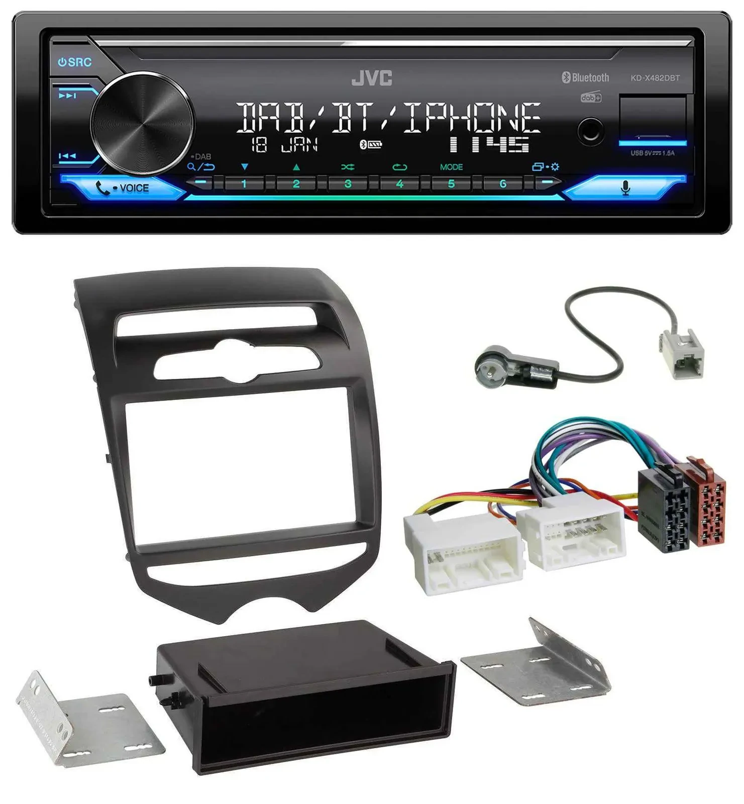 JVC Bluetooth DAB USB MP3 Autoradio für Hyundai ix20 (ab 10) man. Klima