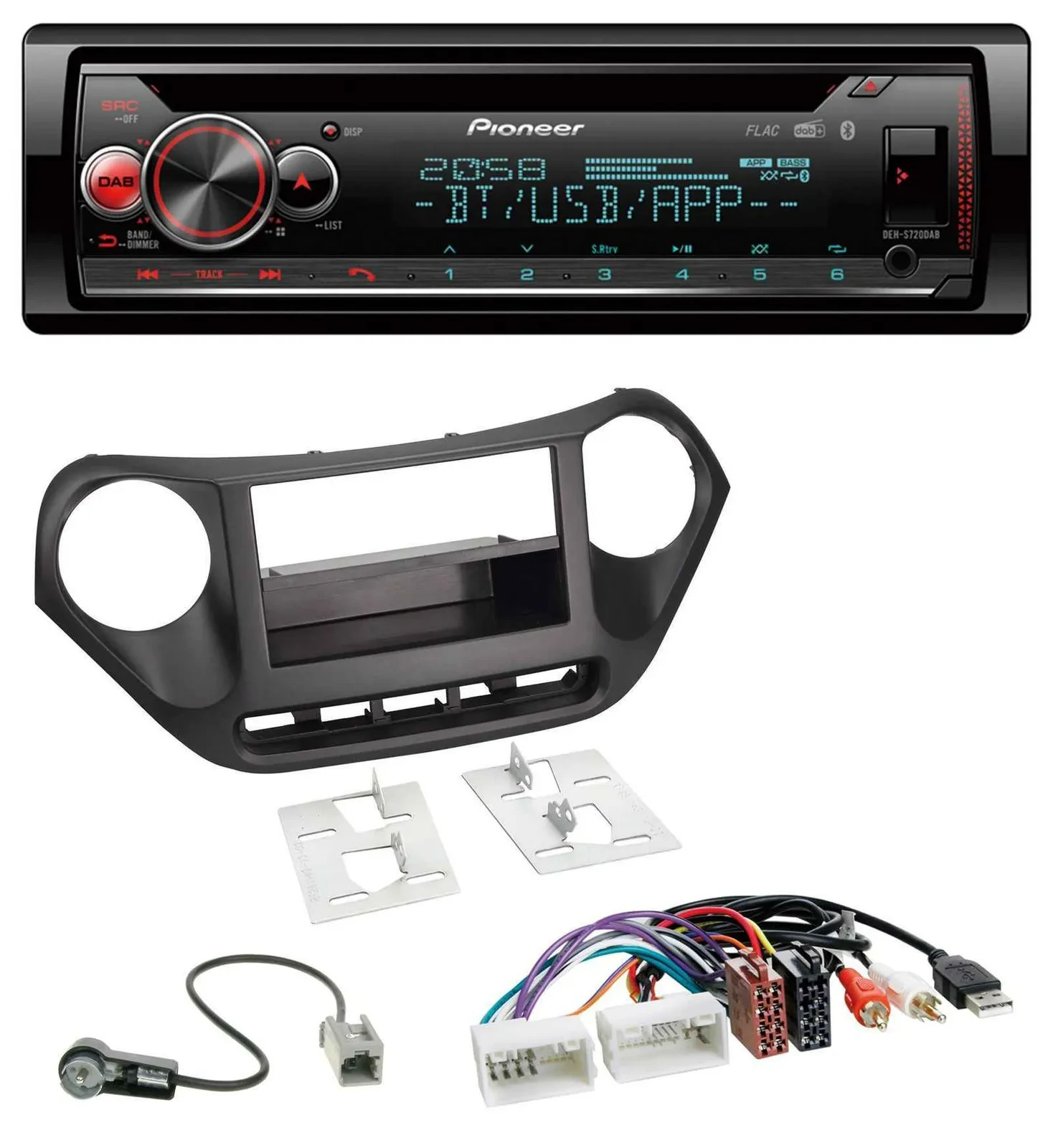 Автомагнитола для Hyundai i10 (с 2013) Pioneer CD MP3 DAB Bluetooth USB AUX