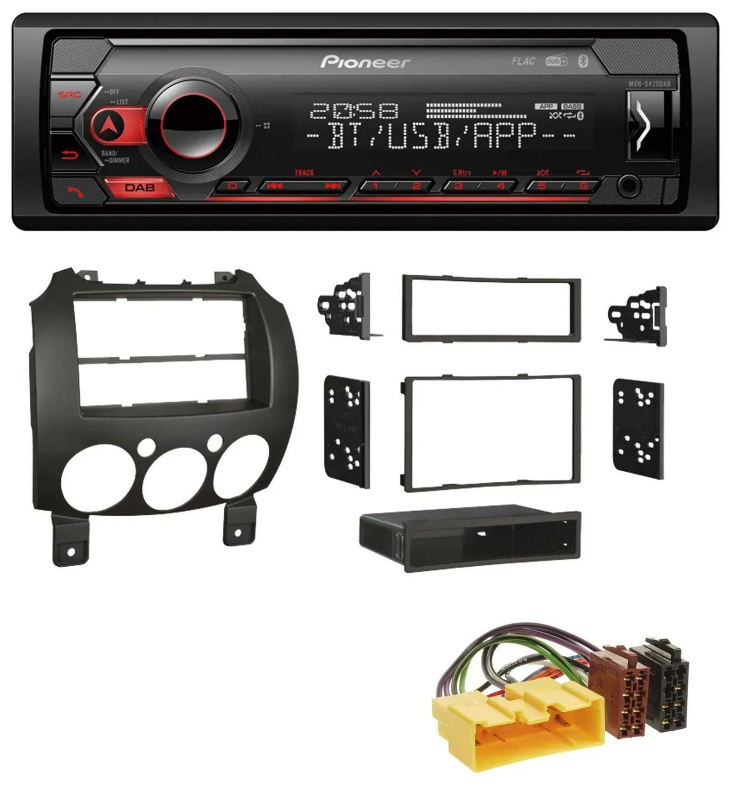Pioneer MP3 USB DAB Bluetooth Autoradio für Mazda 2 (ab 2007)
