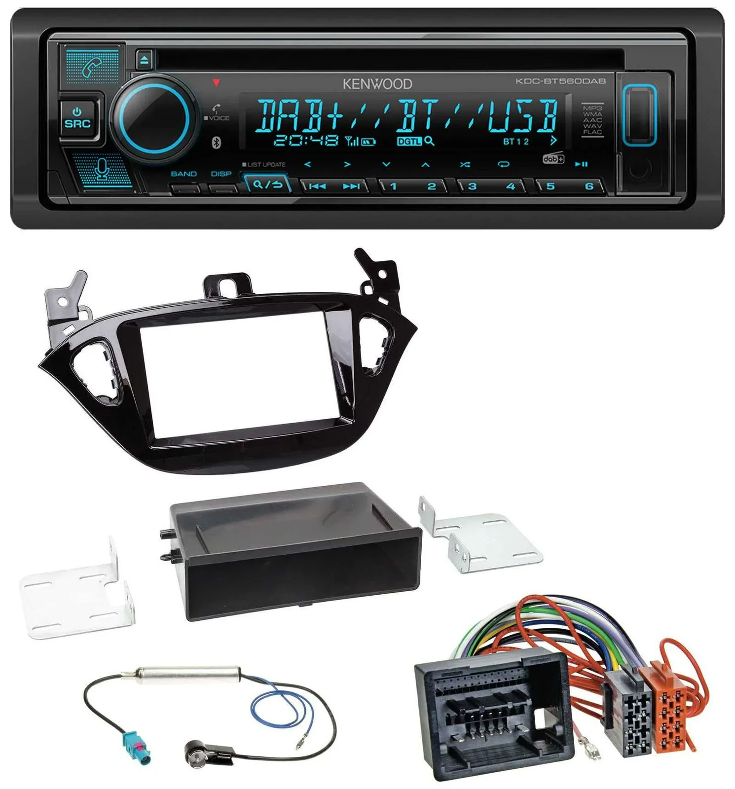 Kenwood Bluetooth DAB CD MP3 USB Autoradio für Opel Adam ab 13 Corsa E ab 15 Abl