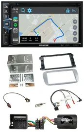 Alpine DAB TMC Bluetooth 2DIN USB Lenkrad Navigation für Ford Galaxy C Max Focus