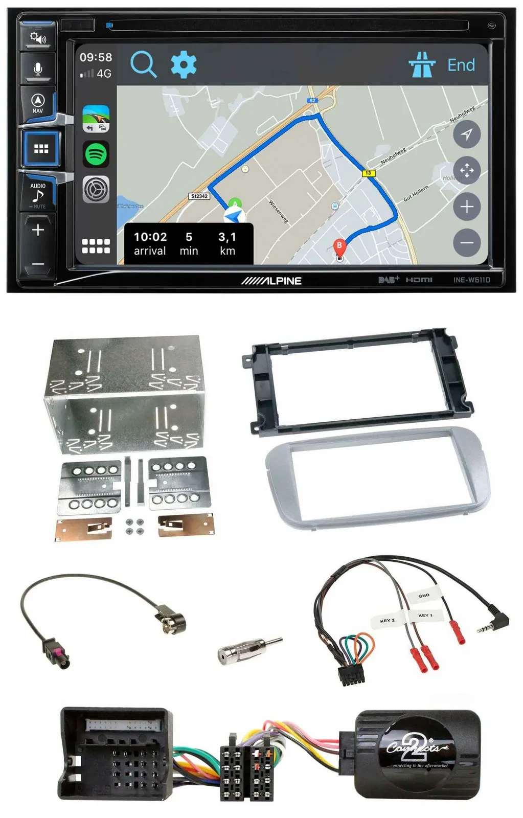 Alpine DAB TMC Bluetooth 2DIN USB Lenkrad Navigation für Ford Galaxy C Max Focus
