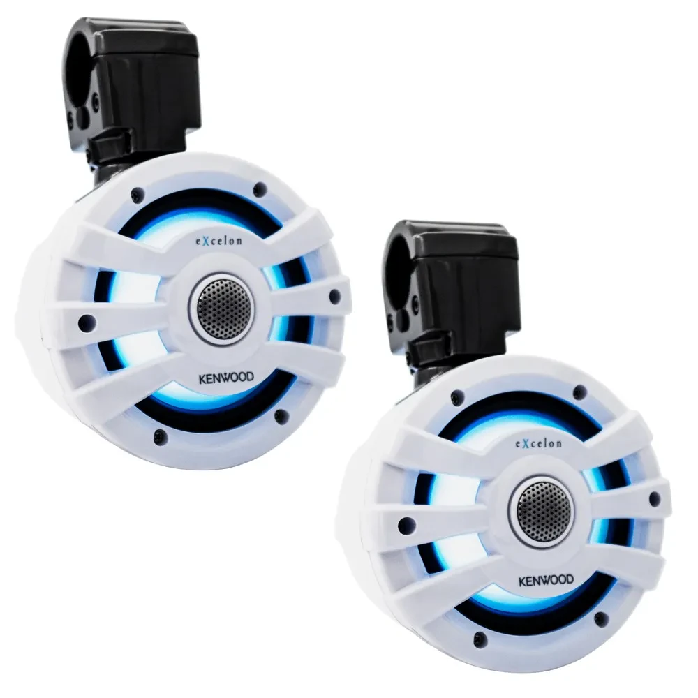 Kenwood eXcelon XM65TWL 6.5" Marine Tower Speakers with LED (White)