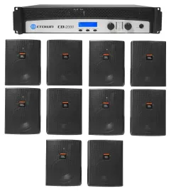 Crown CDi2000 2-Channel, 800w 70V Commercial Amplifier+(10) JBL Wall Speakers