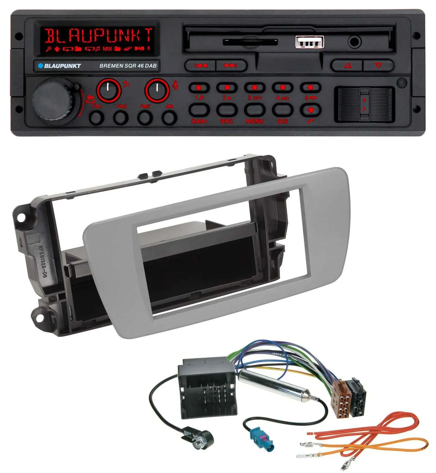 Blaupunkt SD MP3 USB Bluetooth DAB Autoradio für Seat Ibiza (ab 08) - dublingrau