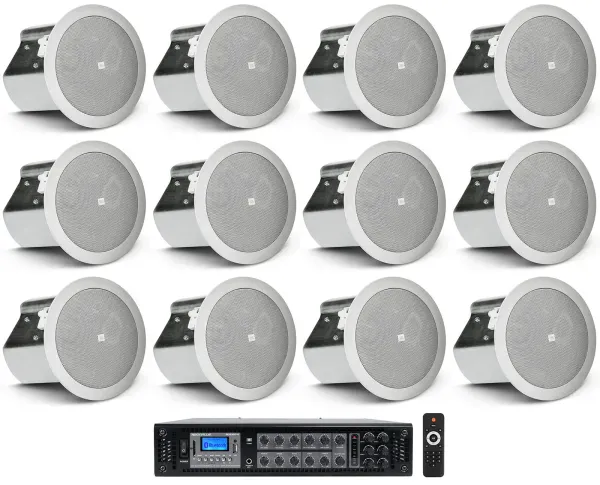 12 JBL CONTROL 14C/T 4" In-Ceiling Speakers+Receiver Amp For Restaurant/Bar/Cafe