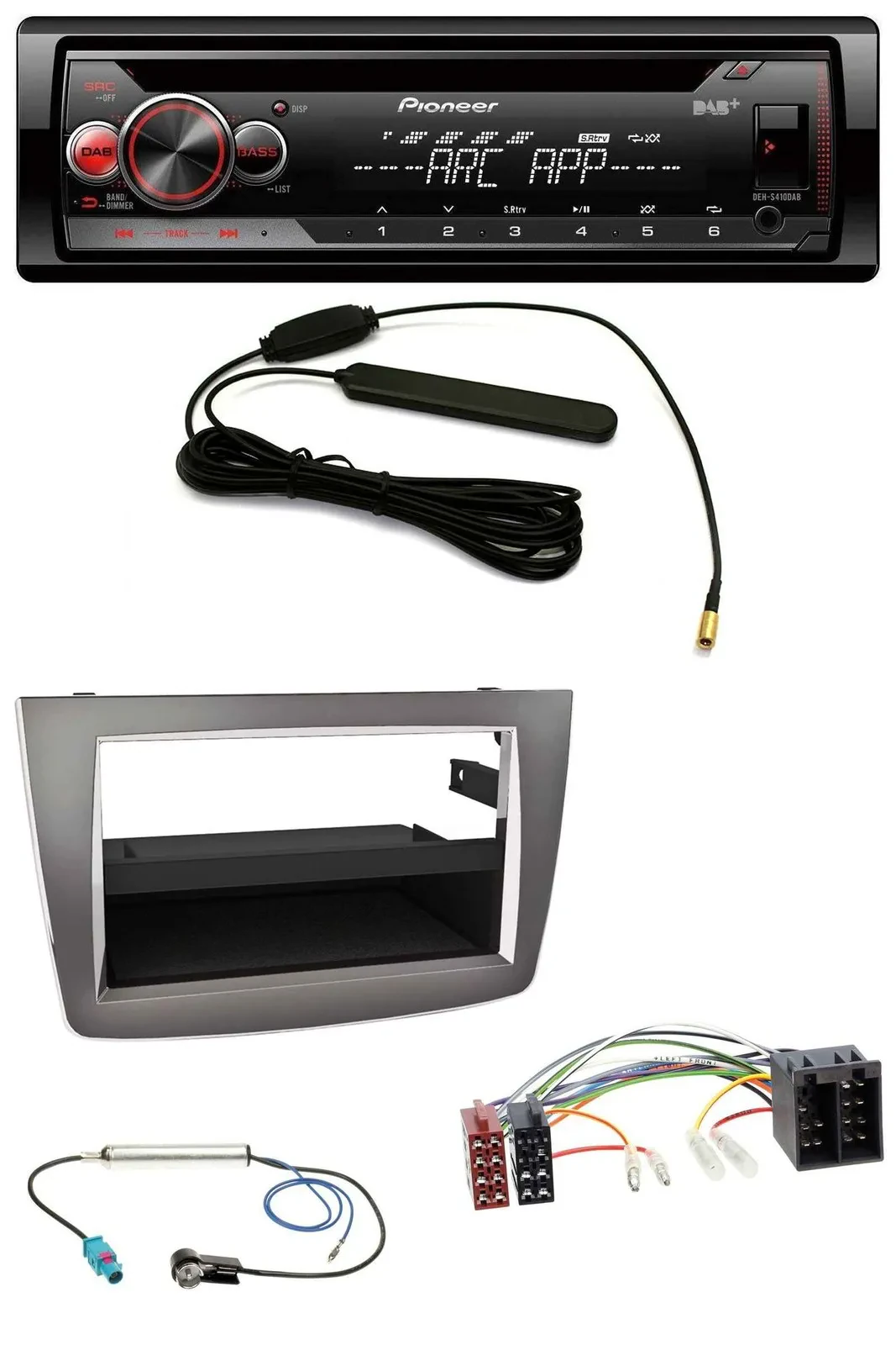 Pioneer CD USB AUX DAB MP3 Autoradio für Alfa Romeo MiTo 955 08-14 ISO dunkelsil