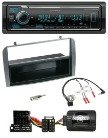 Kenwood Bluetooth Lenkrad DAB USB Autoradio für Alfa 147 GT anthrazit Ablage