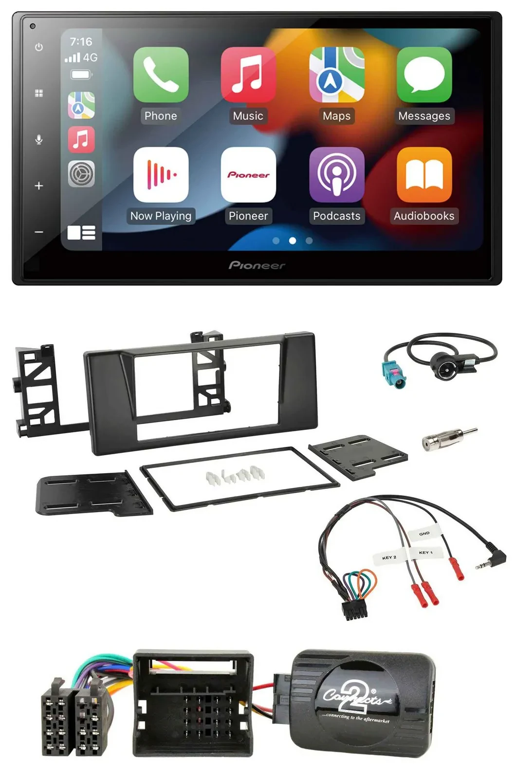 Pioneer DAB Bluetooth 2DIN USB Lenkrad Autoradio für BMW 5er E39 01-04 Aktivsyst