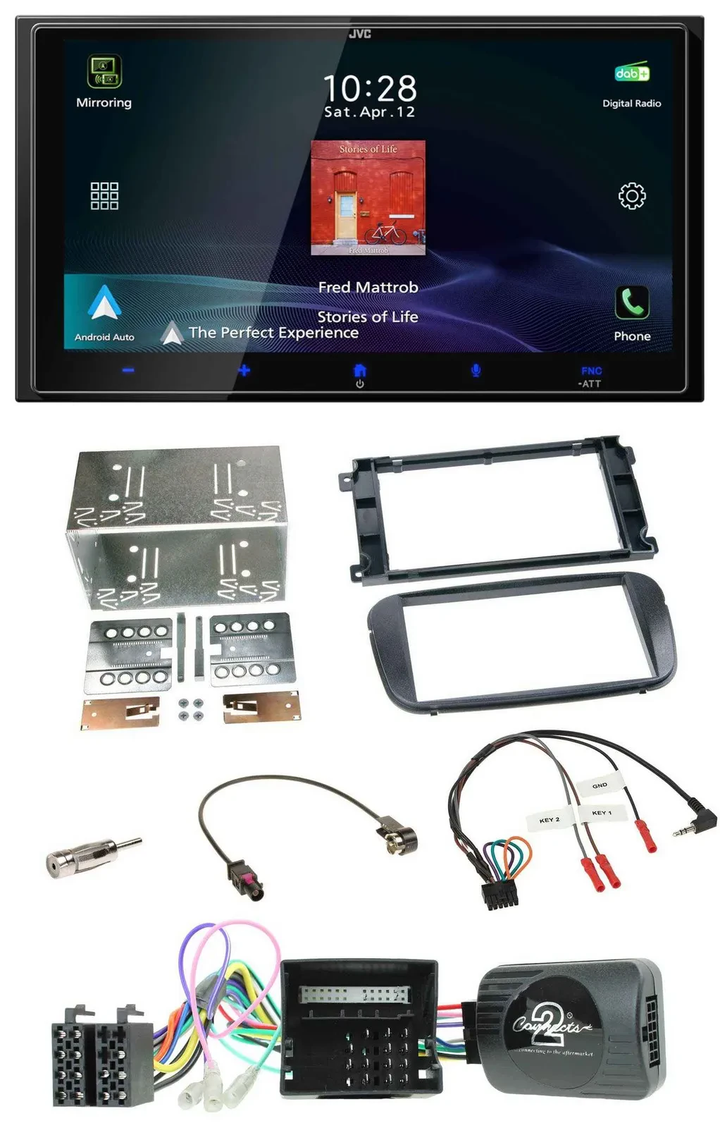 JVC USB Bluetooth 2DIN DAB Lenkrad Autoradio für Ford S-Max Mondeo Profi schwarz