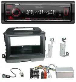 Kenwood Lenkrad Bluetooth USB DAB Autoradio für Kia Sportage 3 10-15 schwarz