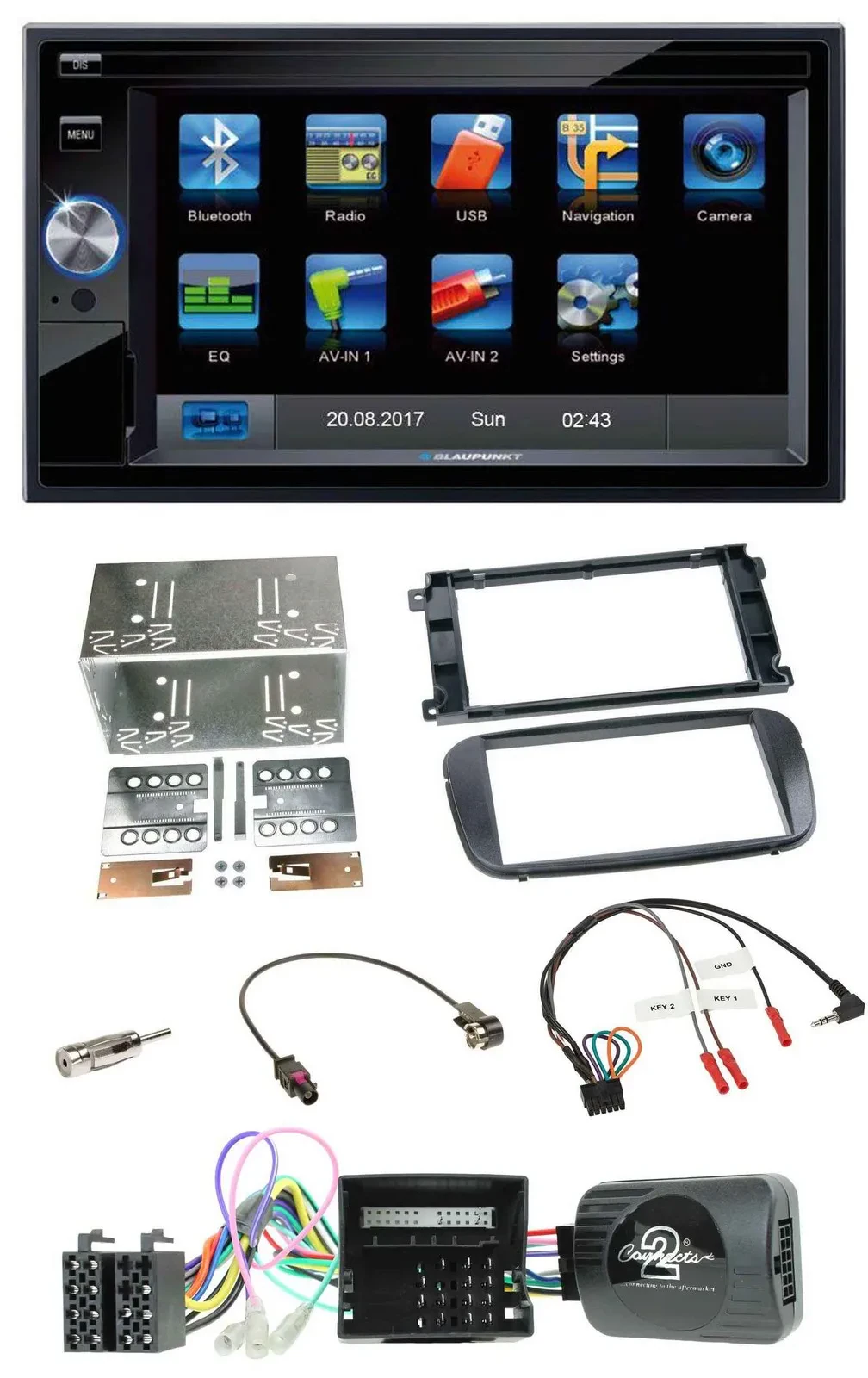 Blaupunkt SD USB TMC Bluetooth 2DIN Lenkrad Navigation für Ford S-Max Mondeo Pro