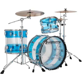 Ударная установка Ludwig Vistalite 50th Anniversary FAB (набор, 3 шт.) 22"x14" + 13"x9" + 16"x16", цвет Blue/Clear/Blue