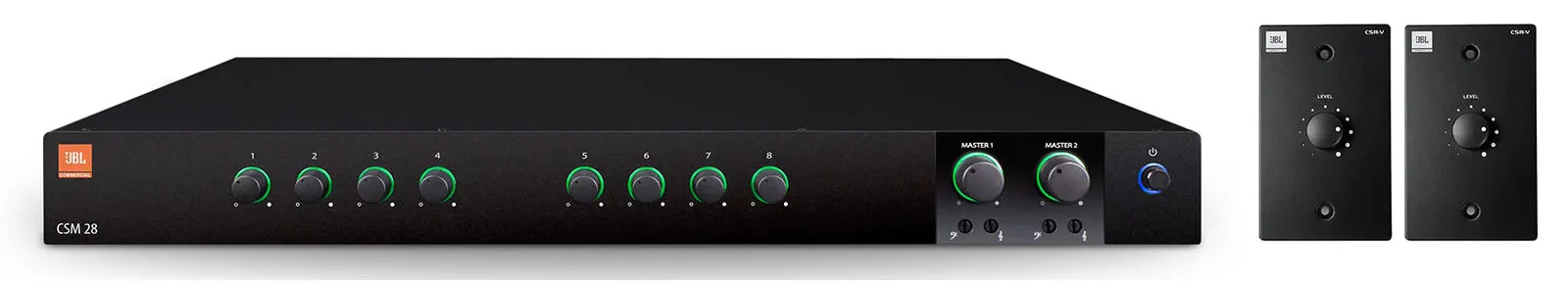 JBL CSM 28 Commercial Mixer/Preamp + (2) Black Wall Volume Controllers CSM28