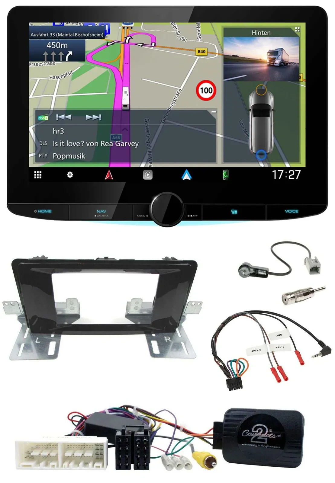 Kenwood Bluetooth DAB TMC 2DIN Lenkrad USB Navigation für Hyundai H 350 ab 2016