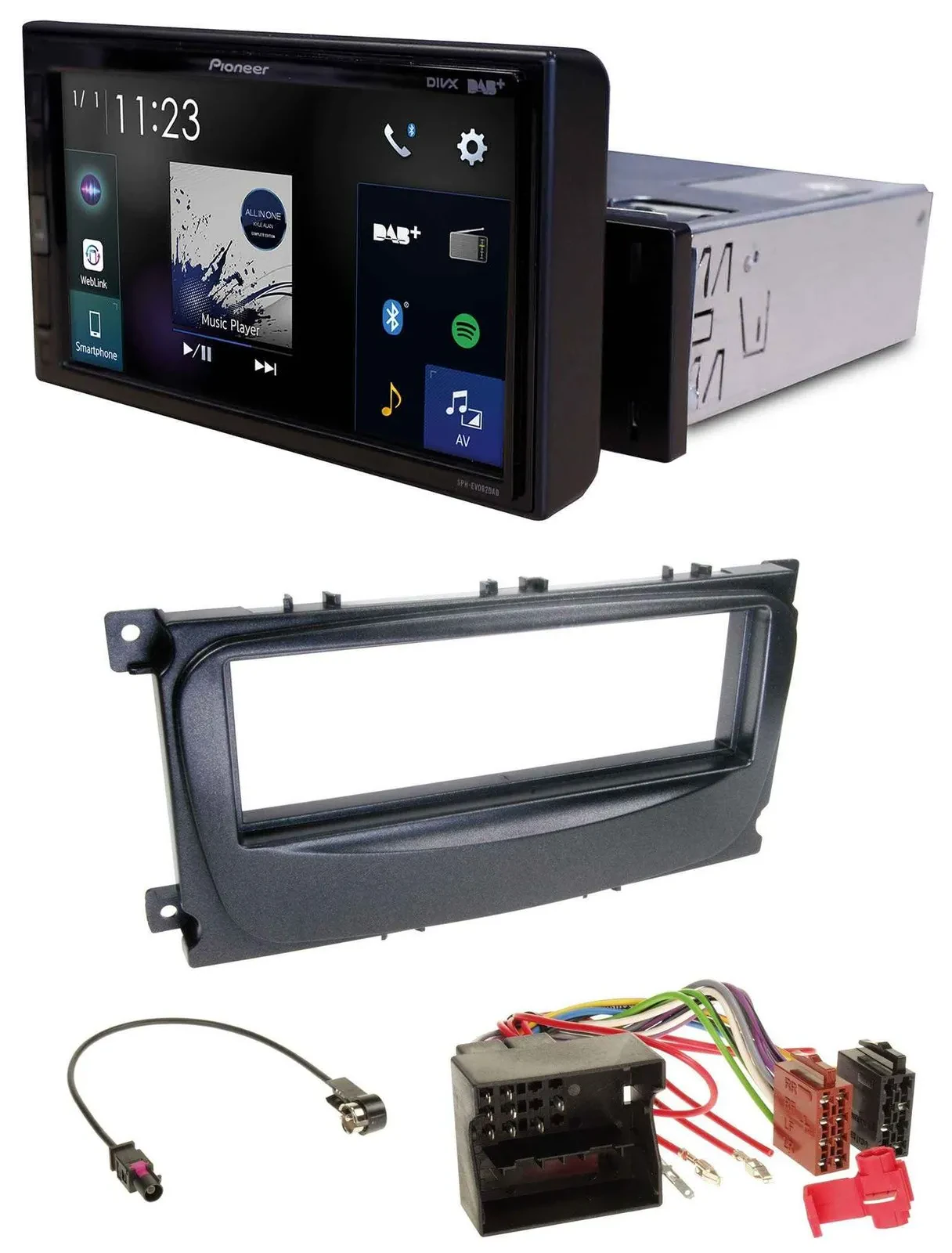 Pioneer DAB MP3 Bluetooth USB Autoradio für Ford Mondeo S-Max 07-14 schwarz