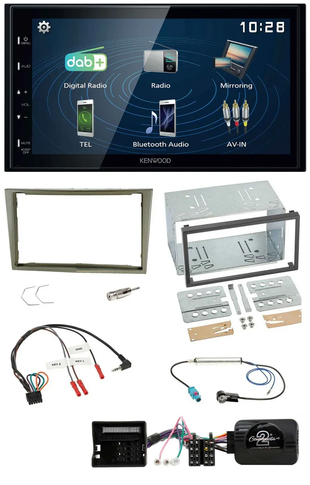 Автомагнитола Kenwood 2DIN, Bluetooth, USB, DAB, поддержка управления на руле, для Opel Corsa D/Astra H/Zafira