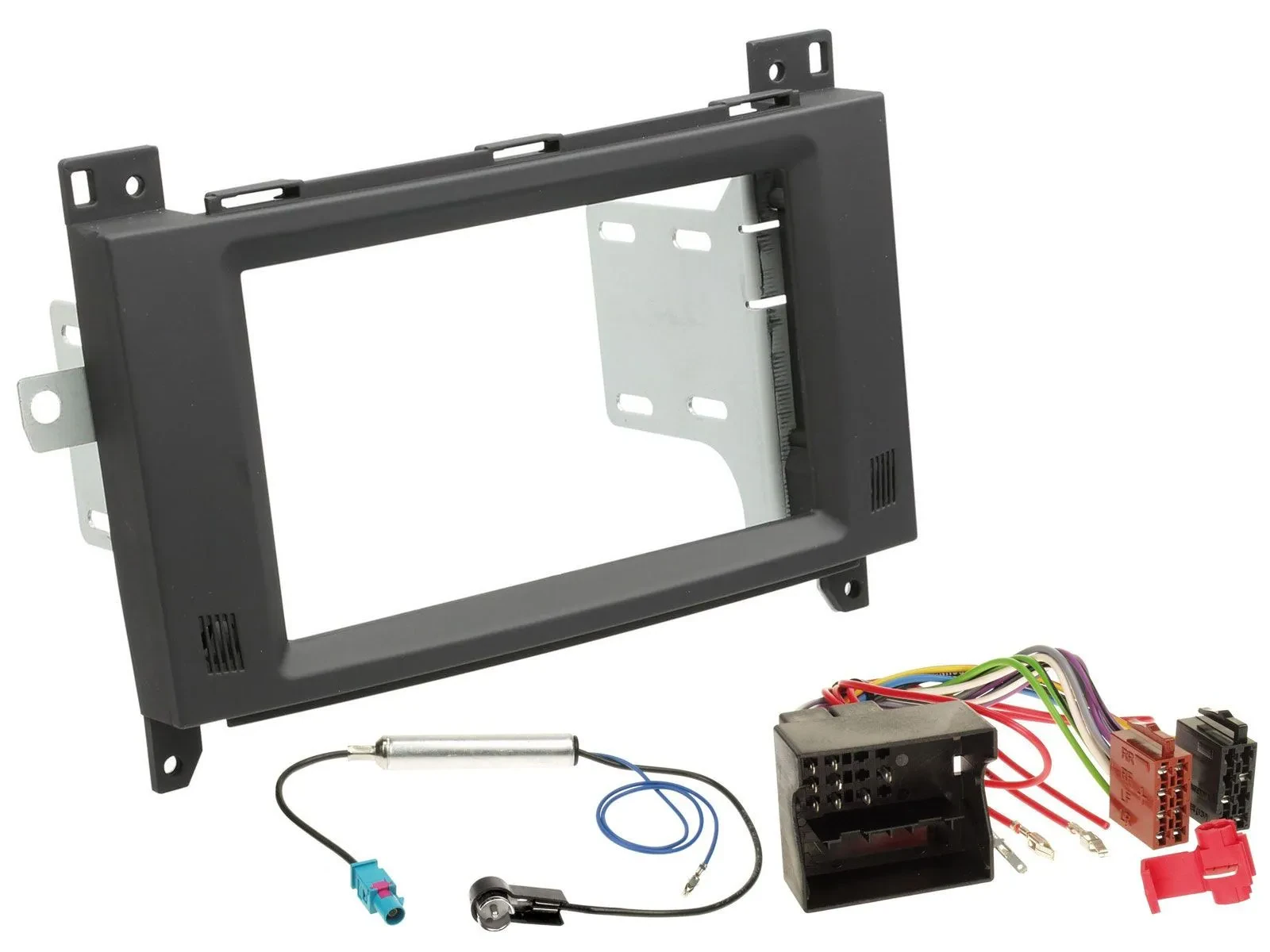 Einbauset Doppel DIN Autoradio für Mercedes Vito Viano 06-14 Rubbertouch