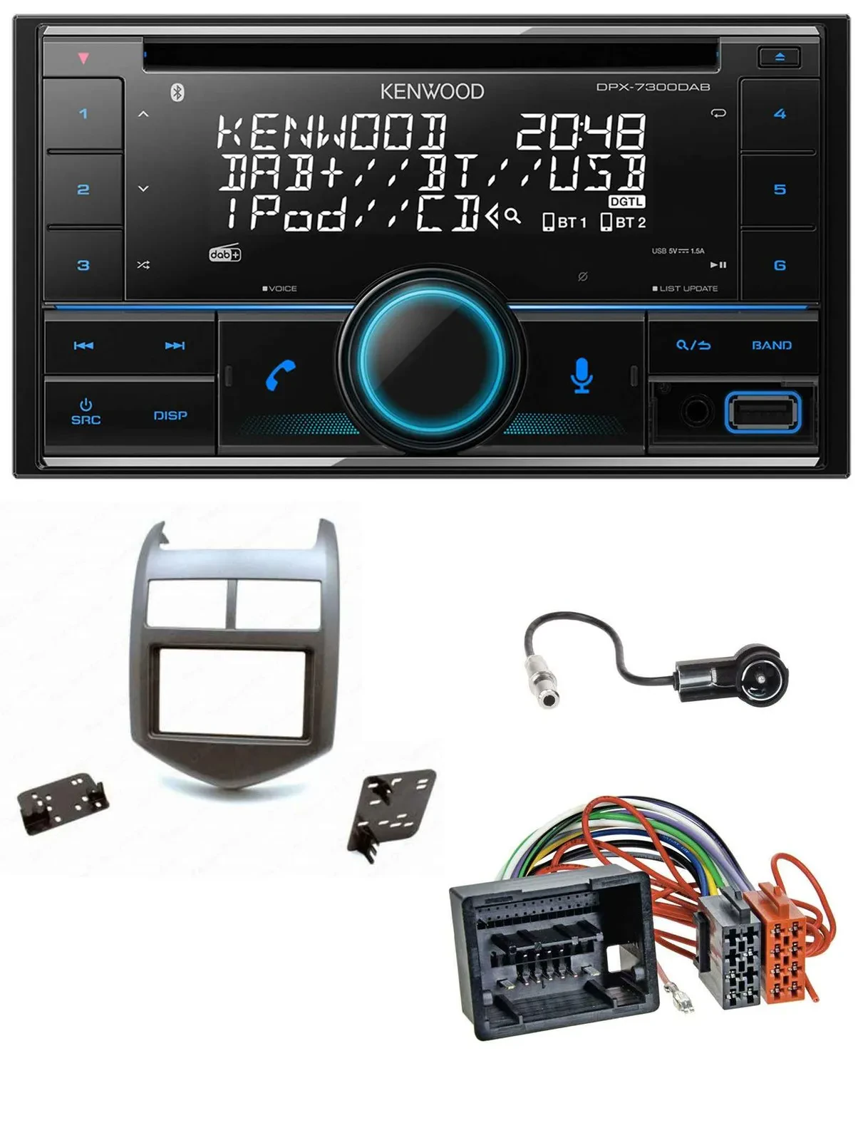 Kenwood CD 2DIN DAB USB MP3 Bluetooth Autoradio für Chevrolet Aveo Sonic ab 2011