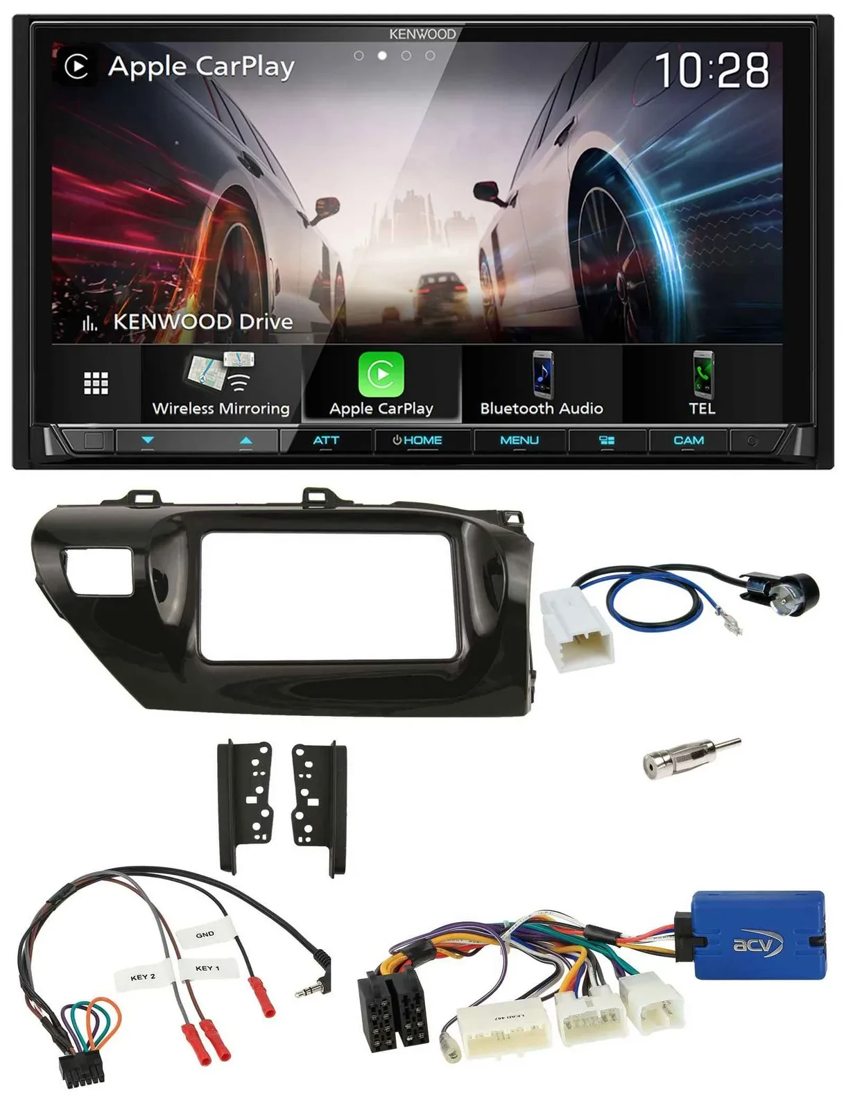Kenwood Lenkrad 2DIN USB DAB Bluetooth Autoradio für Toyota Hilux 2015-2020