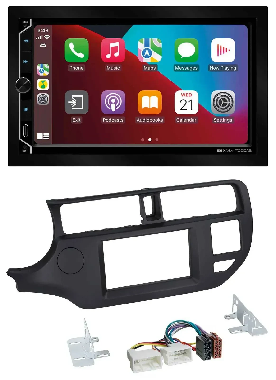 ESX 2DIN DAB USB MP3 Bluetooth Autoradio für Kia Rio 11-14 UB schwarz