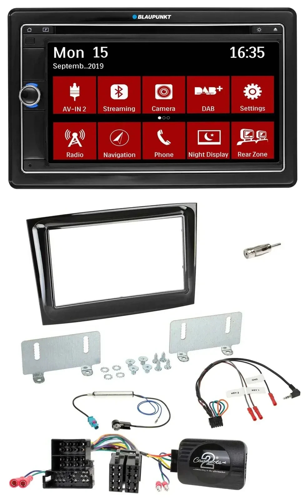 Blaupunkt 2DIN USB DAB Lenkrad Bluetooth TMC Navigation für Fiat Doblo ab 15 Min