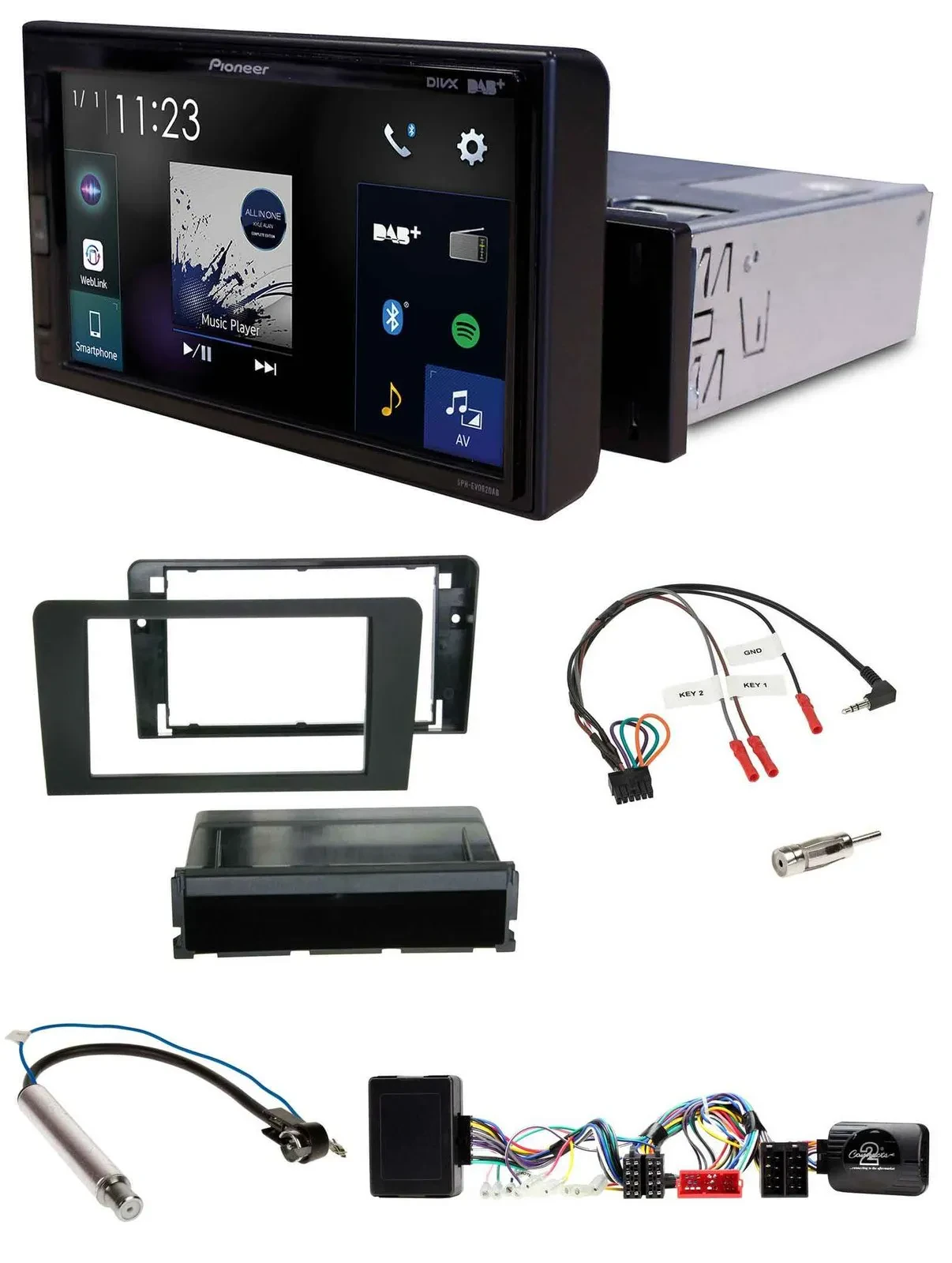 Pioneer DAB Lenkrad Bluetooth USB Autoradio für Audi A3 Symphony Aktivsystem ISO