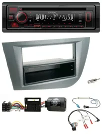 Автомагнитола для Seat Leon 2005–2010 Kenwood CD, USB, Bluetooth, DAB, поддержка управления на руле, тёмно-серая