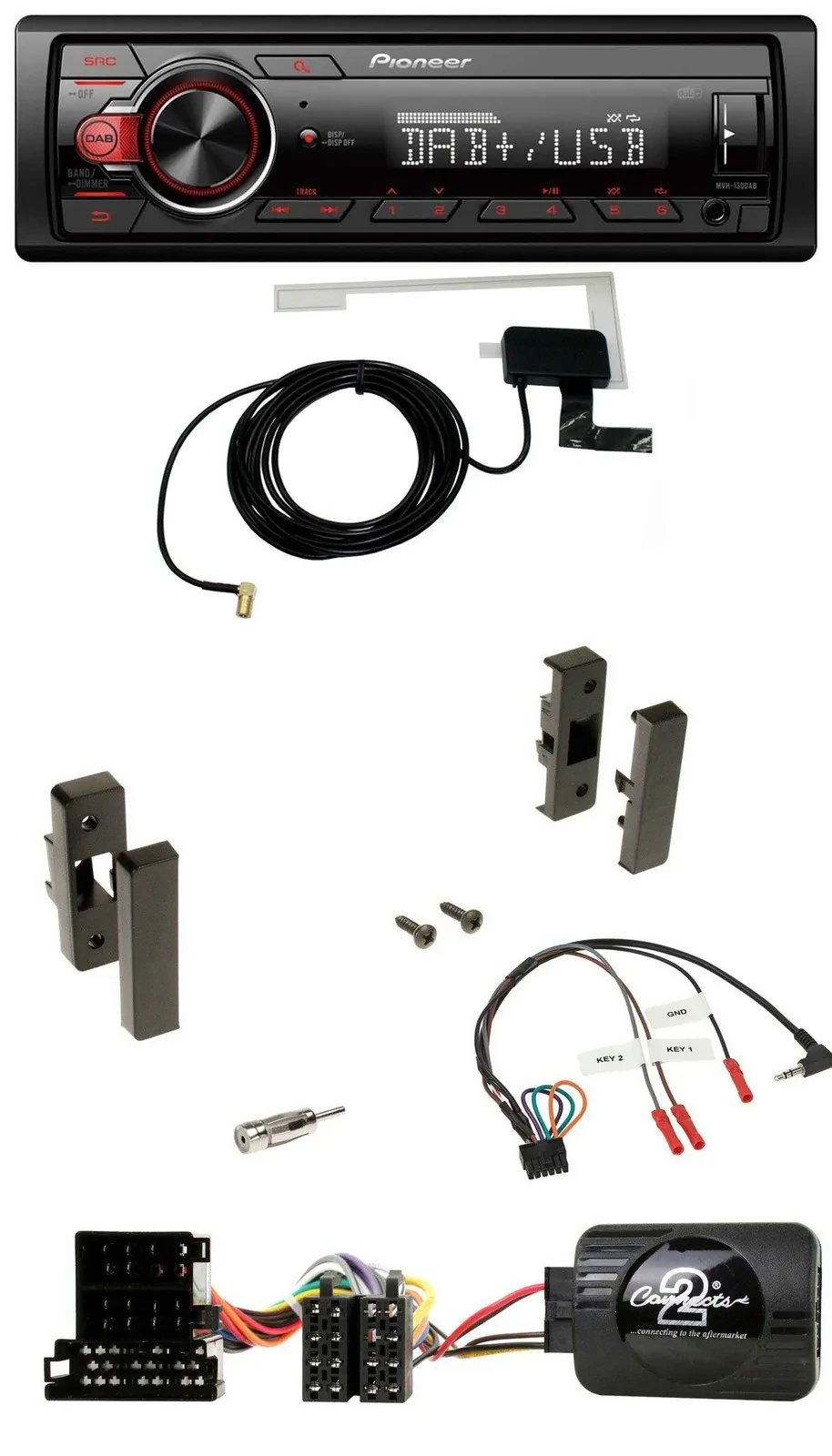 Pioneer 1DIN MP3 DAB USB Lenkrad Autoradio für Audi A3 8L 1996-2000