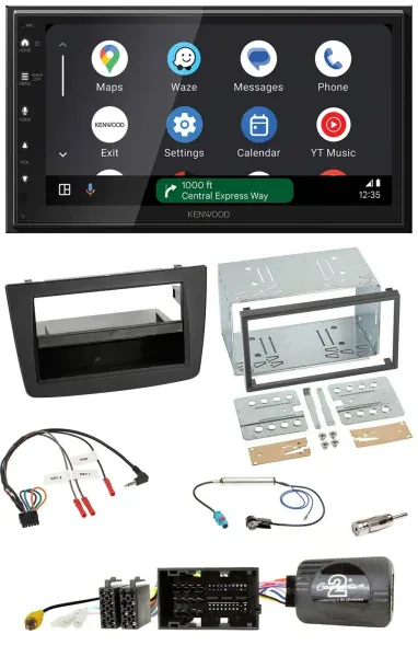 Kenwood DAB Bluetooth USB Lenkrad 2DIN Autoradio für Alfa Mito 14-18 schwarz