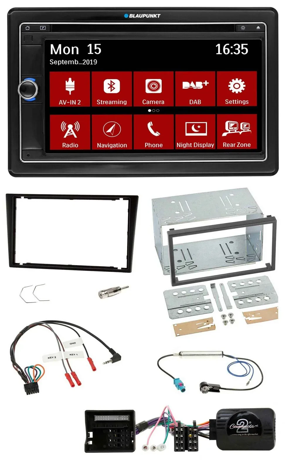 Blaupunkt TMC USB Lenkrad Bluetooth DAB 2DIN Navigation für Opel Corsa C schwarz